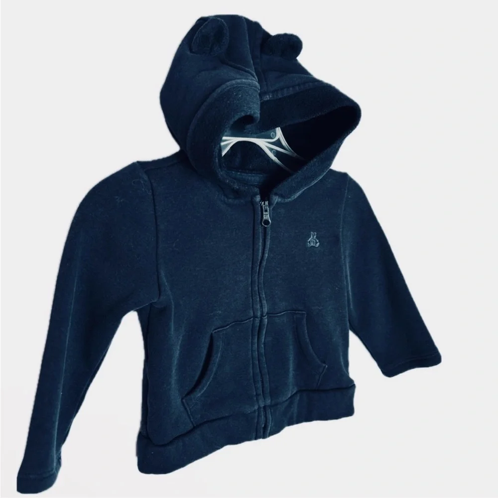 BABY GAP Navy BluebHoodie with Bear Ear Accents and Fleece Lining